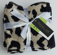 RACHEL ZOE 100 Cotton SET 4 WASH CLOTHS LEOPARD NEW AUTHENTIC