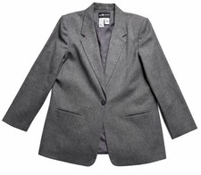 Vintage Sag Harbor 100 Wool Blazer Jacket Gray Size 14 Woolmark Single Button