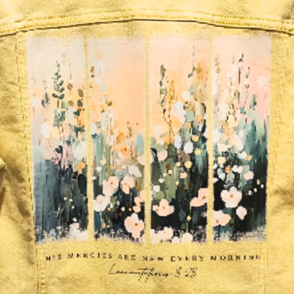 Chaqueta Jean His Mercies Are New Every Morning Reciclada Amarilla Gap, Para Mujer L Foto 2 de 4