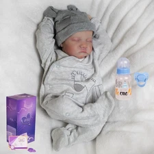 Real Reborn Dolls Lifelike Sleeping Boy Doll Vinyl Silicone Newborn Baby Gift US