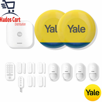Yale 14-teiliges Alarm-Kit Heimsicherheit Bewegungserkennung Fenstersensor Smart App Schlüsselanhänger
