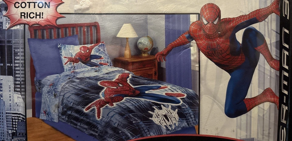 Новый из старых запасов 2008 Marvel Spider-Man 3 Jay Franco & Son Twin 3 изделия лист комплект - Изображение 4 из 4