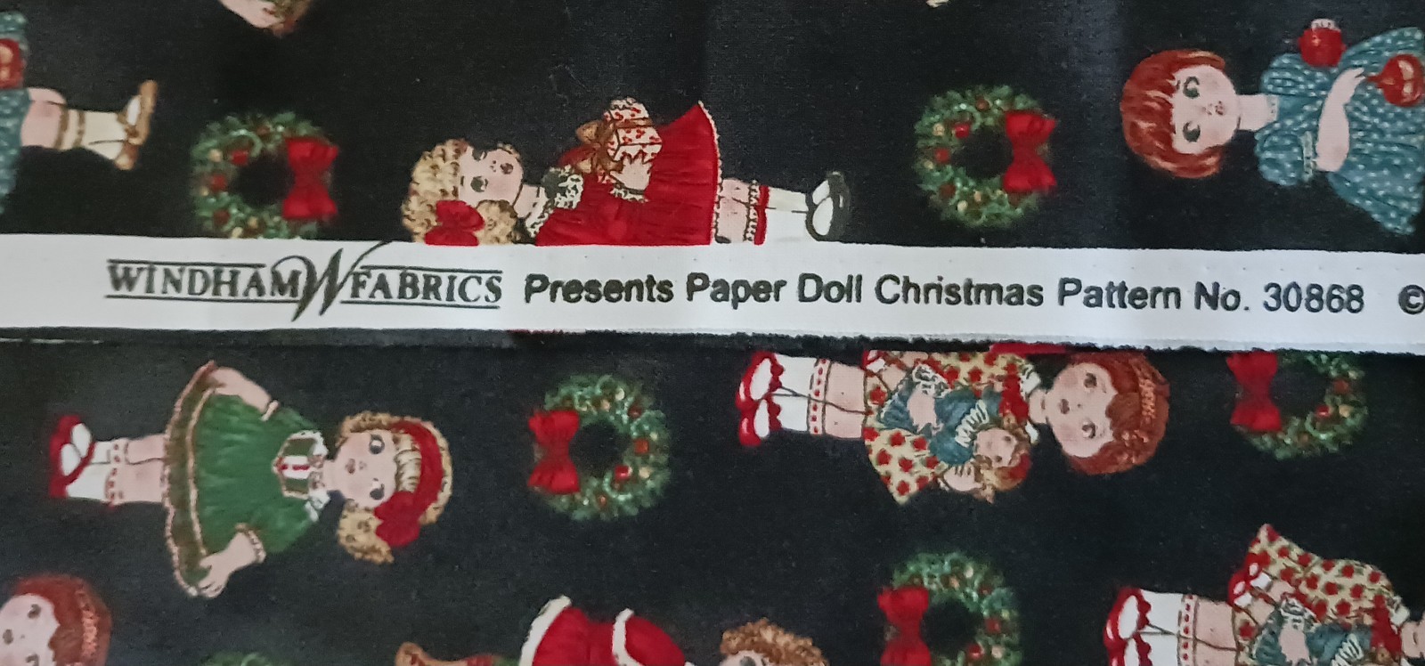 Paper Doll Christmas Windham Cotton Fabric 1.5 Yard 44"W # 30868