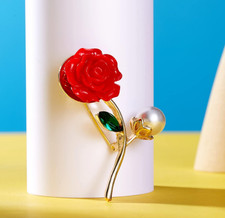 Red Rose Flower Brooch For Flower Pin Elegant Lovers Enamel Badge UK
