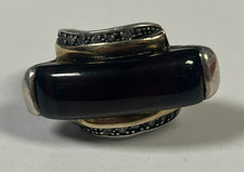 Sterling Silver  18 Kt Gold Black Onyx Hallmarked Ring 13 Grams Size 7 1/4