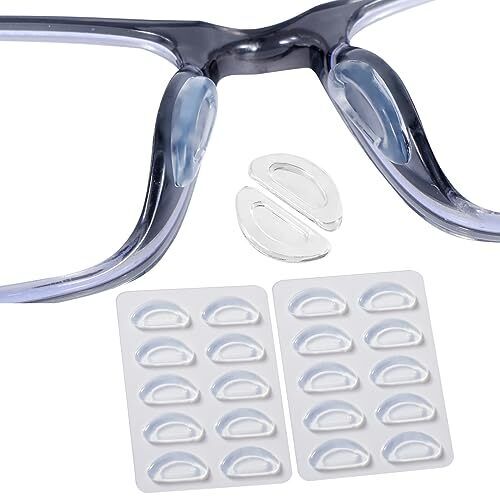 Eyeglass Nose Pads, Anti Slip Nose Pads for Glasses with Super 10 Clear Pairs