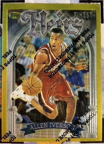 1996 TOPPS FINEST ALLEN IVERSON ROOKIE GOLD HEIRS #280 RARE WITH COATING #18 RD - Picture 3 of 12