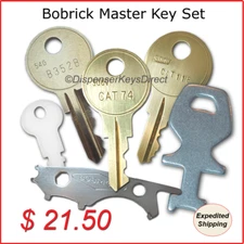 Bobrick Master Dispenser Key Set for Paper Towel, Toilet Tissue & Soap Disp.