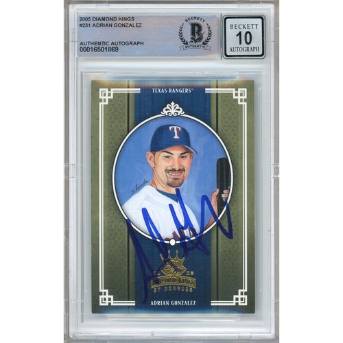 Adrian Gonzalez Signed 2005 Diamond Kings #231 Texas Rangers Beckett BGS Auto 10