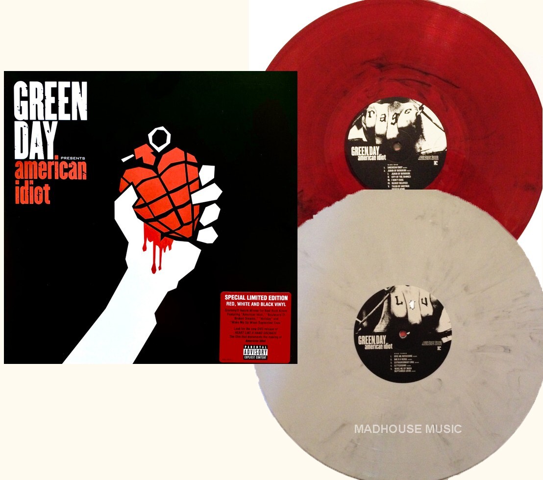 GREEN DAY LP x 2 American Idiot RED WHITE & BLACK COLOURED VINYL