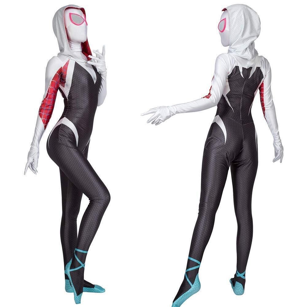 Gwen Stacy Womens Bodysuit Spider-Gwen Halloween Costume Girl's Spandex Jumpsuit
