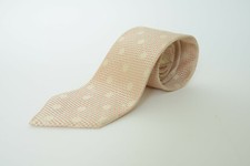 All 100% silk woven neck tie Prince Rinaldi Peach Pink Ivory Cream check
