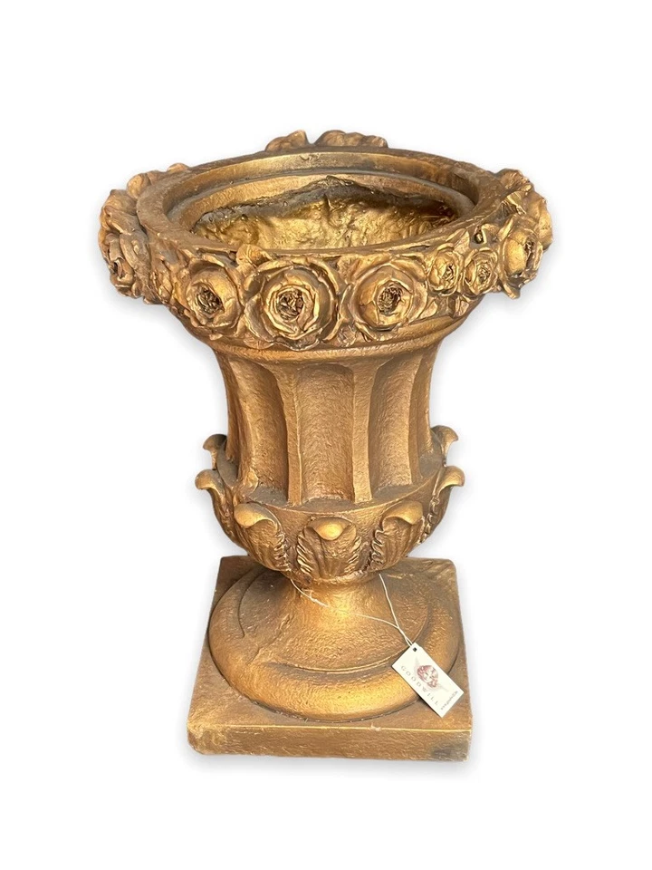 Goodwill Pflanztopf Blumentopf Blumenübertopf Pokal Rosen Gold Barock 40cm NEU - Bild 4 von 4