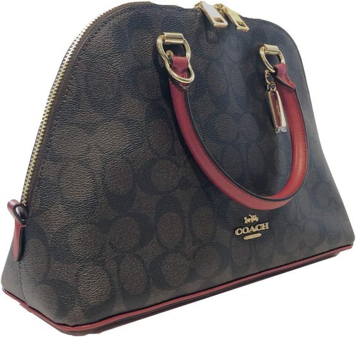 NEW Coach Katy Satchel In Signature Canvas (IM/Brown 1941 Red) - Picture 2 of 5