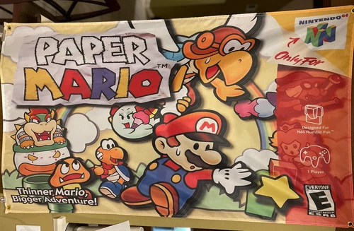 Paper Mario 5ft Flag Nintendo N64 1997 Banner Poster