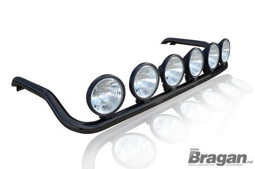 Roof Bar + Spot Lamps For Mercedes Atego BLACK Stainless Steel Front Truck Light - Picture 2 of 4
