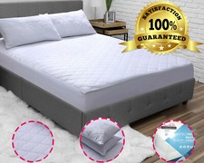 Quilted Mattress Topper Bed Protector Fitted Cover Luxury Extra Deep All Sizes