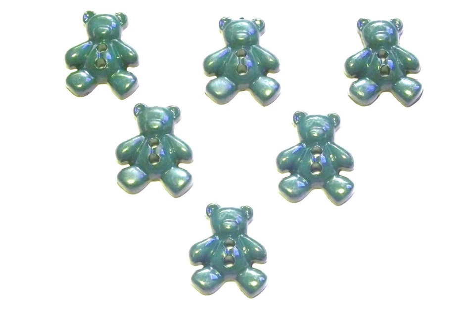 LOT 6 BOUTONS ACRYLIQUES : ourson vert 19*16mm (01) - Photo 1/1