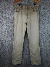 Wrangler Jeans Mens Size 33x36 Tan Faded Destroyed Premium Weight Denim 0936BKW