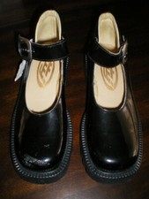 TTY Black Patent SHOES Euro 38 Mary Jane GOTH 6.5 7 NEW Defect on Right Toe