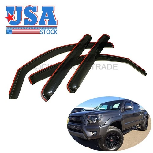 US IN-CHANNEL Window Visors Sun Vent Guard For 2005-2015 Toyota Tacoma Crew Cab