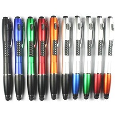 10X 3-in-1 Universal Stylus Ballpoint Pen LED Flashlight For Phone Tablet PC