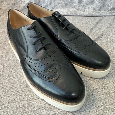 GEOX Respira Black platform Oxford Wingtip Shoes, Women's Size 39 (8.5), NWOT