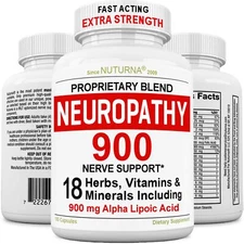 Neuropathy Support Nerve Supplement with 900 mg Pure Alpha Lipoic Acid - Maxi...