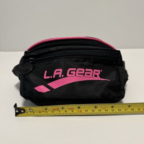 Vintage Retro LA Gear Pink + Black Nylon Fanny Pack Adjustable Zip Pocket - Picture 9 of 9