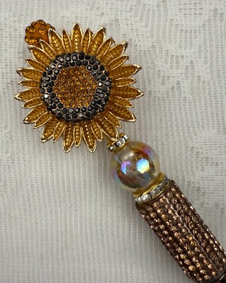 Custom hand made beaded pens! Bling Sun Flower! Gifts, basket filler, Collect!