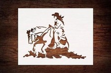 Reusable Cowboy Cowgirl Riding Horse Stencil 8.5 x 11 - Durable Design