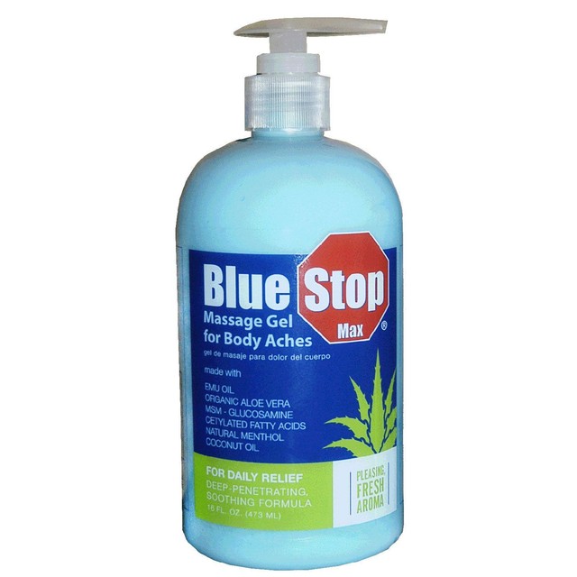 Blue Stop Max Massage Gel 16 fl. oz. Bottle w/ Pump Glucosamine