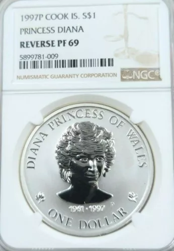 1997 COOK ISLANDS SILVER $1 PRINCESS DIANA NGC REVERSE PF 69 SCARCE TOP POP
