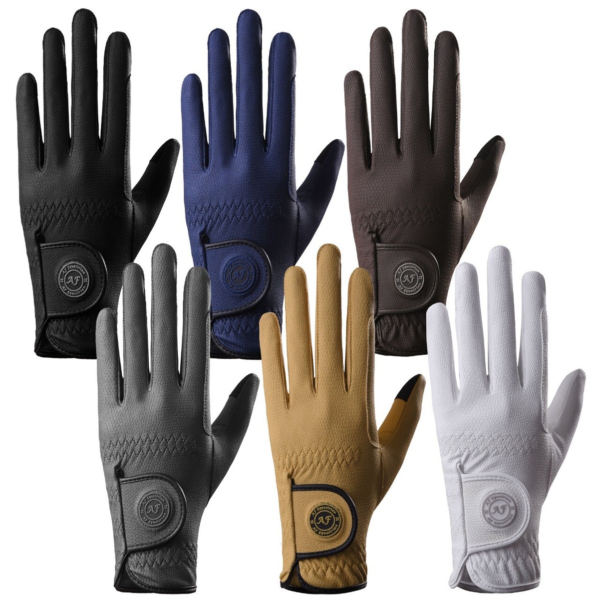 Guanti Da Equitazione AF EQUESTRIAN - Pelle Sintetica, Neri, Donna