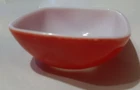 Vintage Pyrex Red Square Ovenware Bowl 410-12 oz  4 3/4" square