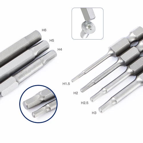 H0.9 to H14 Hexagon Magnetic Bit Socket Wrenches S2 Steel 1/4" for Hexagon Bolts - Picture 2 of 30
