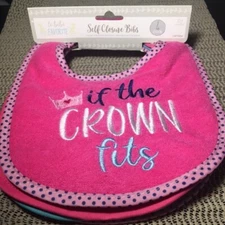 Le Bebe Favorite Girls Self Closure BABY BIBS * 4 Pack * 0-6 Months * NEW