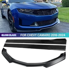 Black Front Bumper Lip Splitter Side Skirt fits 2016-2024 Chevy Camaro 1LE Style