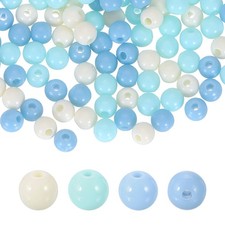 100pcs Cream Blue Acrylic Round Beads 6mm Plastic Resin Loose Bead