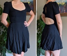 Reformation Black Sweetheart Cutout Open Back Puff Sleeve Mini Dress Size S USA