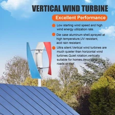 3000W Vertical Axis Wind Turbine Generator DC 12V Controller Home Windmill Kit