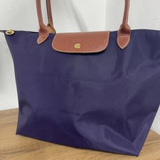 Borsa a tracolla grande originale Longchamp Le Pliage Navy Marine taglia L USATA