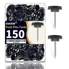 150 PCS Flat Black Push Pins for Wall Clear Thumb Tacks Walls