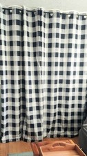 Blackout Curtains 2 Panels Black White Buffalo Check 52x 84" Excellent Condition