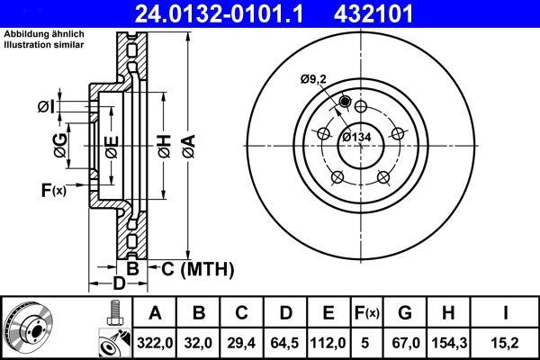 2X Ate 24.0132-0101.1 Bremsscheibe FüR MERCEDES-BENZ-image