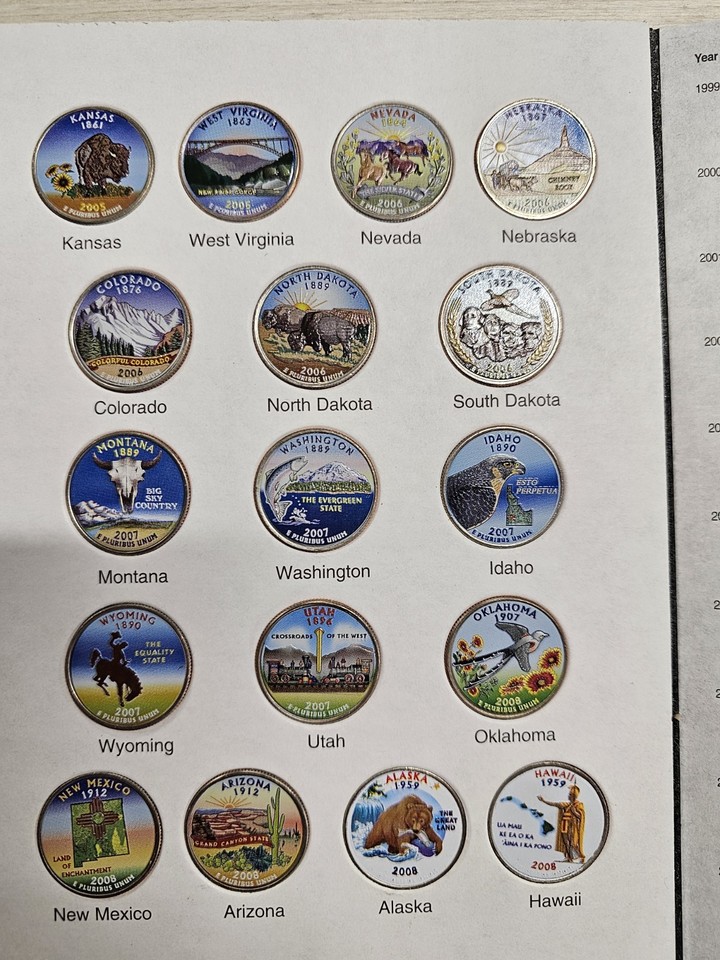US Statehood Quarters COLORIZED Legal Tender * 50 Colorized Quarters ...