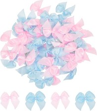 50Pcs Mini Ribbon Bow 1" Mini Fabric Satin Ribbon Flower Bows for Craft DIY