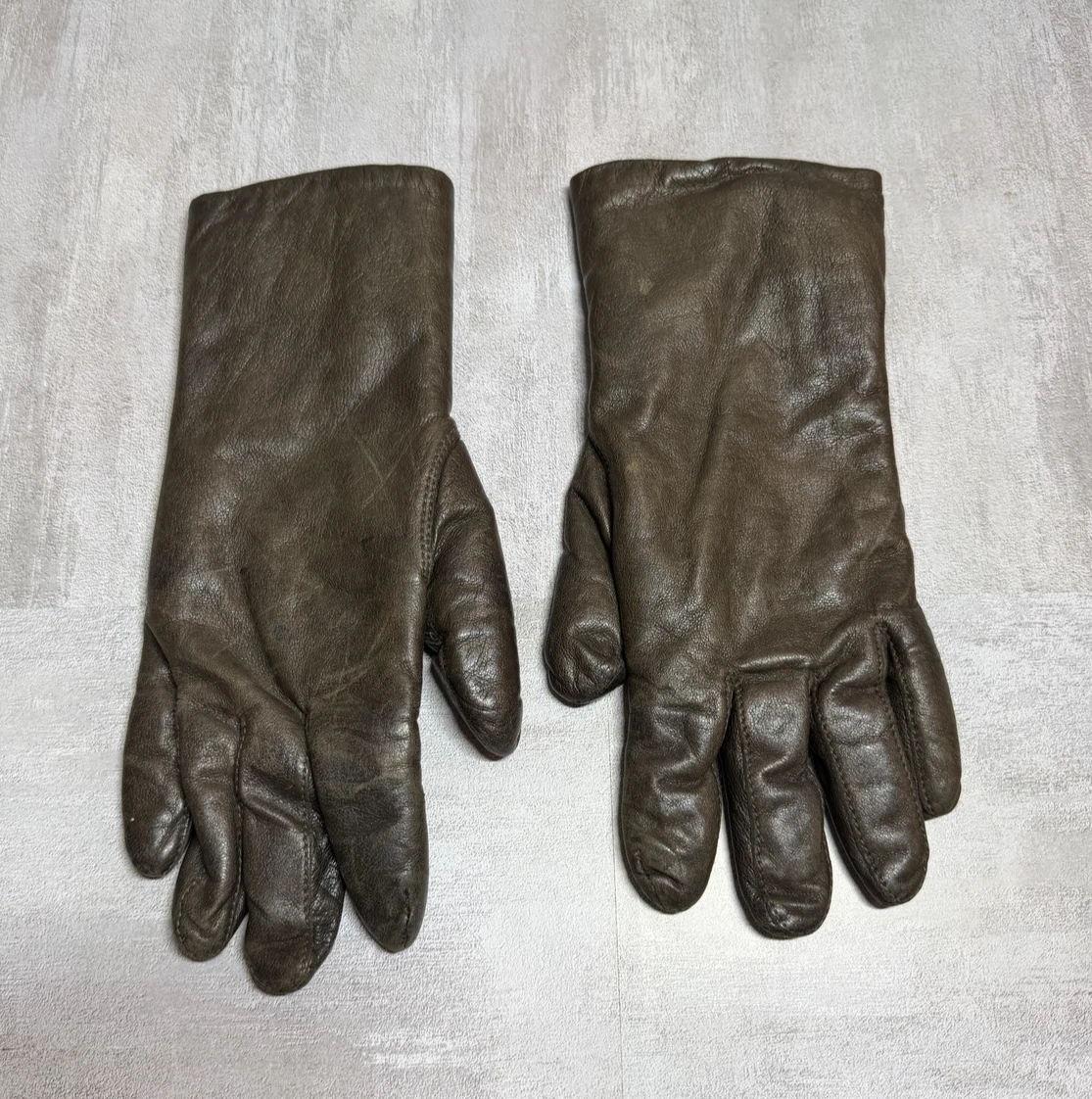 Vintage Leather Gloves Womens M Brown Rabbit Fur Lined Insulated Winter Warm