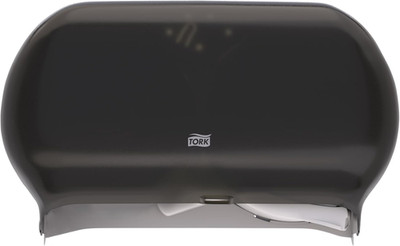 Twin Jumbo Toilet Paper Roll Dispenser Smoke T22, Refill Indicator Window, 56TR