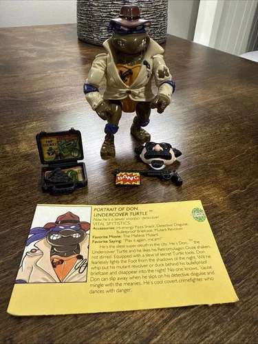 Vintage TMNT Ninja Turtles Figure Don The Undercover Turtle 1990 Complete